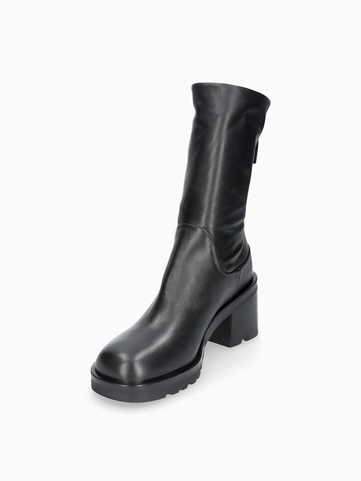 JET FITTED BLACK LEATHER ANKLE BOOT