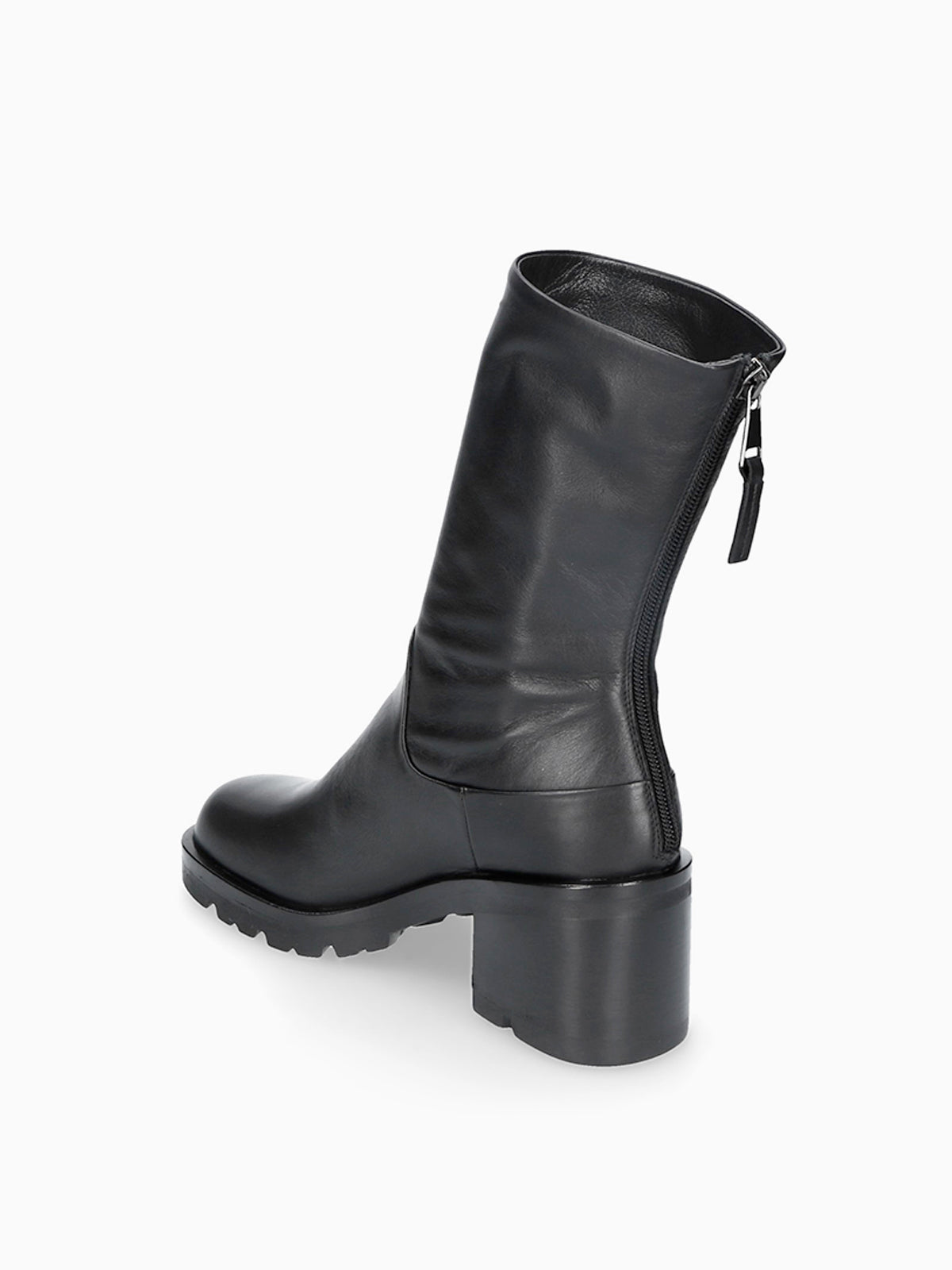 JET FITTED BLACK LEATHER ANKLE BOOT