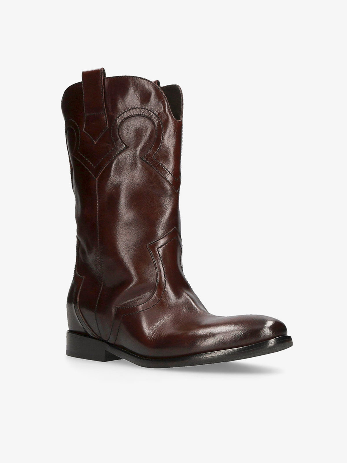 RIO DARK BROWN LEATHER COWBOY BOOT