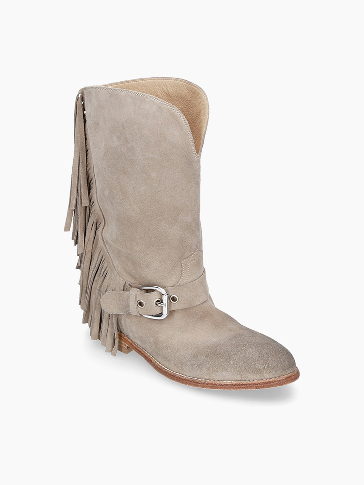 Roby Brown Fringe Tube Western Ankle Boot