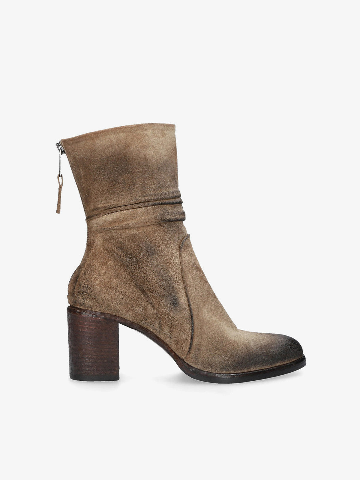 Mud color suede ankle boots with folds