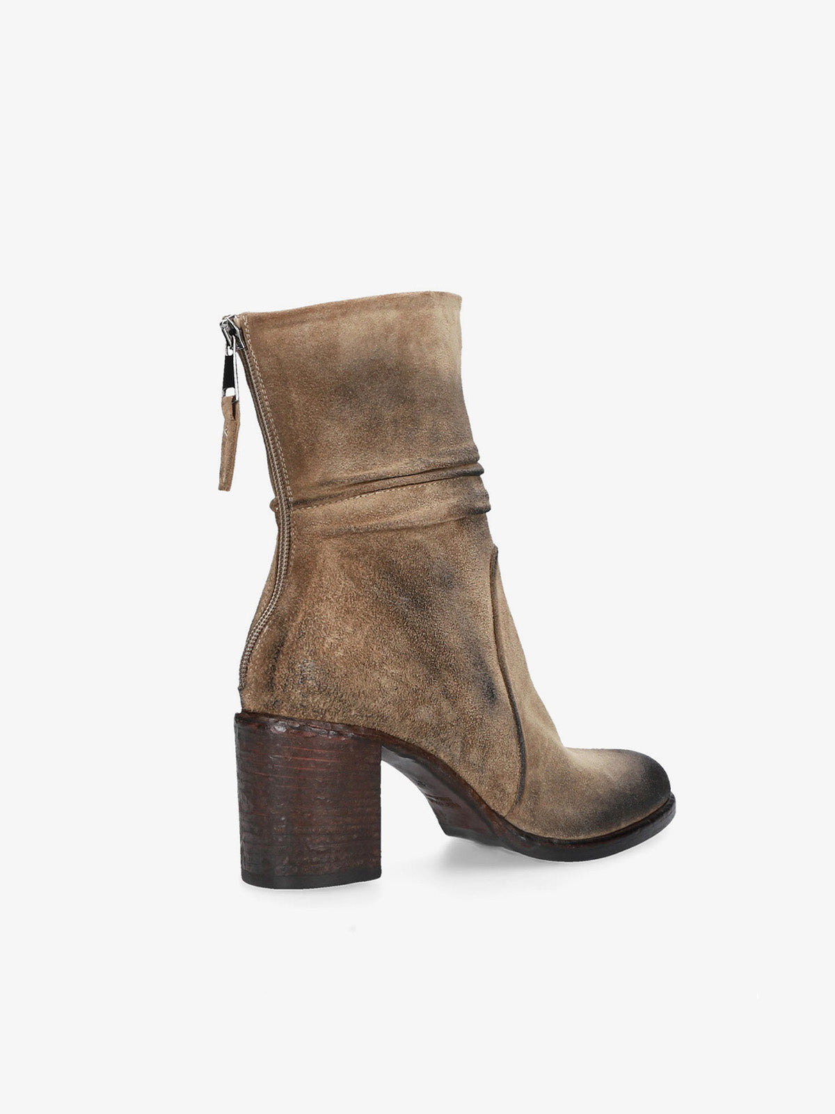 Mud color suede ankle boots with folds